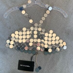 Silver Circle Disc Halter Neck Top - OS